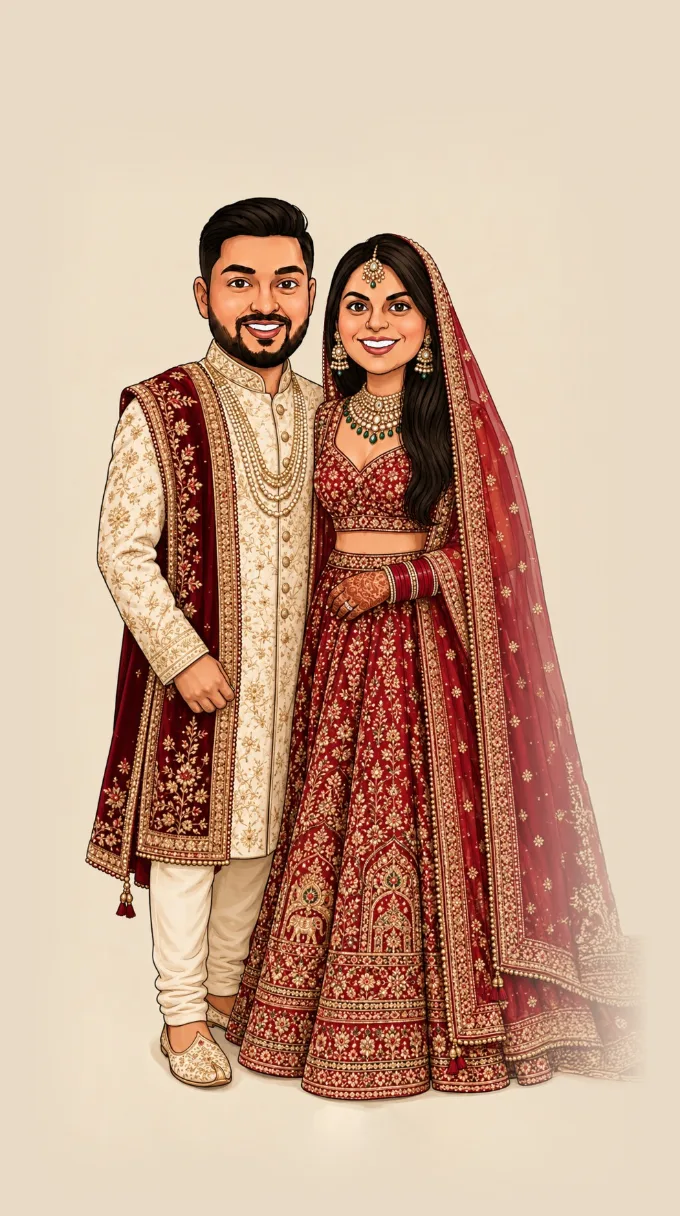 Anmol and Navi, drawn as a caricature